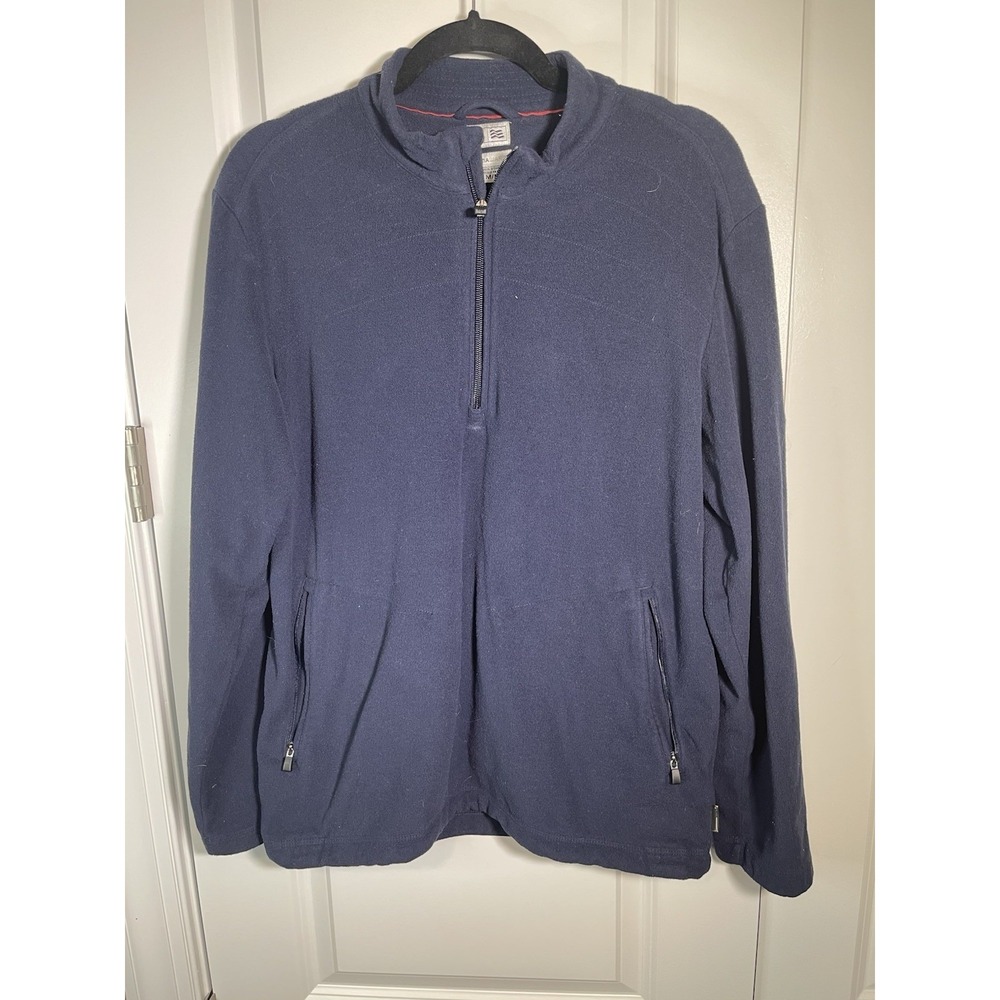 Men's Size Medium Navy Blue Adidas ClimaWarm Pullover Quarter Zip, Zip Pockets